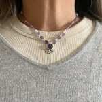 Joya artesanal femenina con amatistas en degradé y perlas naturales, colgante plata 950 - Pilar Segura