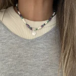 Collar artesanal con piedras naturales y medalla religiosa a elección plata 950 - Pilar Segura Orfebre