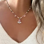 Collar artesanal con rodocrosita, turmalinas y perlas con colgante de plata 950 calado a mano - Pilar Segura Orfebre