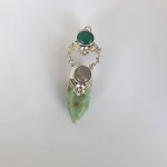 Talismán de plata 950 con amazonita natural, cuarzo rosa y crisoprasa diseñado a mano - Pilar Segura