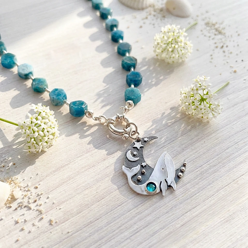 Collar apatita natural con ballena
