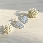 Aros hoja monstera calados a mano en plata