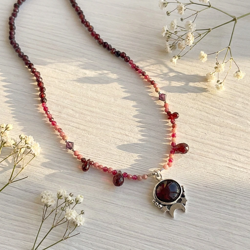 Collar con granate natural