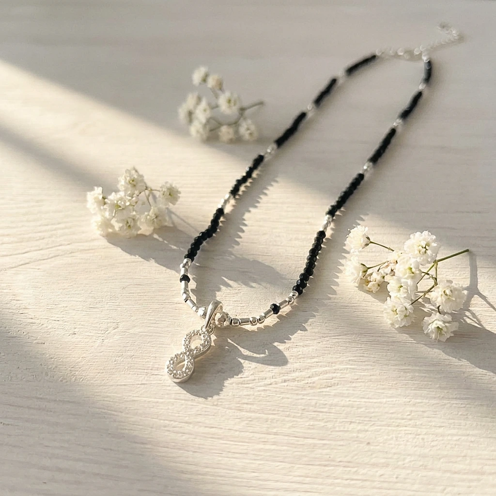 Collar equilibrio infinito con turmalina negra collar equilibrio infinito turmalina negra natural plata hecho a mano