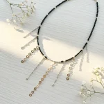 Collar hilos de plata con spinel negro