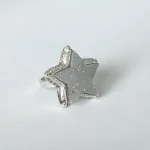 Anillo de plata 950 con ágata natural cristalizada en forma de estrella artesanal Chile