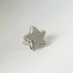 Joya artesanal femenina anillo estrella con ágata natural brillante en plata 950 - Pilar Segura Orfebre