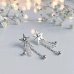 Aros Lluvia Estelar con estrella artesanal plata 950 y cristales Swarovski certificados Chile Pilar Segura