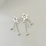 Aros artesanales Lluvia Estelar en plata 950 con cristales Swarovski certificados y cadenitas - Pilar Segura Orfebre Chile