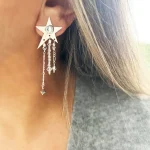 Aros con estrella de plata 950 y cristales Swarovski certificados en cadenitas artesanales Chile Pilar Segura