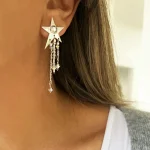 Aros Lluvia Estelar artesanales con Swarovski certificados y plata 950 Pilar Segura Orfebre Chile