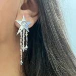 Aros artesanales únicos con estrella de plata 950 y cristales Swarovski certificados Chile
