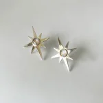 Aros artesanales elegantes estrella de plata 950 con Swarovski certificado libre de níquel Chile Pilar Segura