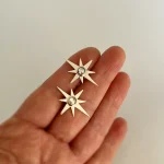 Aros topo artesanales estrella de plata 950 calada con cristal Swarovski certificado Chile Pilar Segura