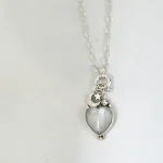 Colgante artesanal único corazón de piedra luna natural con Swarovski certificado en plata 950 Chile