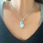 Colgante Corazón de Luna con piedra luna natural corazón y Swarovski plata 950 Chile Pilar Segura Orfebre