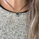 Collar artesanal de protección con turmalina negra natural en corazón de plata 950 Pilar Segura