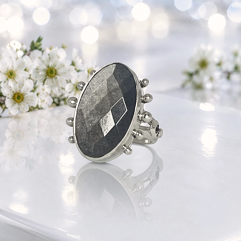 Anillo con obsidiana - plata 950