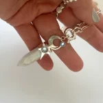 Colgante artesanal con piedra luna y agua marina, estrella luna y Swarovski plata 950 Chile Pilar Segura
