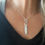 Colgante Luna de Agua hecho a mano en plata 950 con piedra luna, agua marina y Swarovski Chile