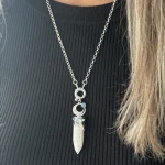 Colgante de plata 950 con piedra luna natural, agua marina y Swarovski iridiscente hecho a mano Chile