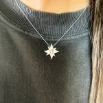 Collar plata 950 con estrella calada martillada a mano y Swarovski certificado con cadena incluida Chile Pilar Segura