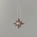 Collar artesanal único con estrella de plata 950 calada martillada y Swarovski certificado Chile