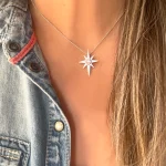 Collar plata 950 con estrella calada a mano y cristal Swarovski certificado, cadena incluida Chile Pilar Segura