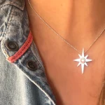 Joya artesanal femenina collar estrella de plata 950 calada con Swarovski - Pilar Segura Orfebre Chile