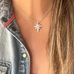 Collar artesanal único con estrella de plata 950 calada y Swarovski certificado con cadena a elección Chile