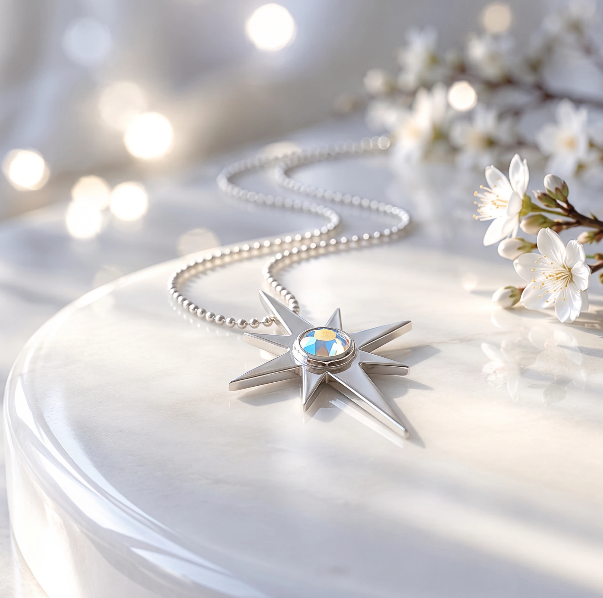 Collar artesanal para mujer - cristal swarovski Collar con estrella - plata 950