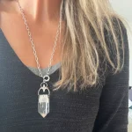 Talismán Astral con cuarzo cristal natural y labradorita hecho a mano plata 950 Chile Pilar Segura Orfebre